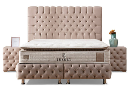 Lit Coffre LUNA Velours Beige