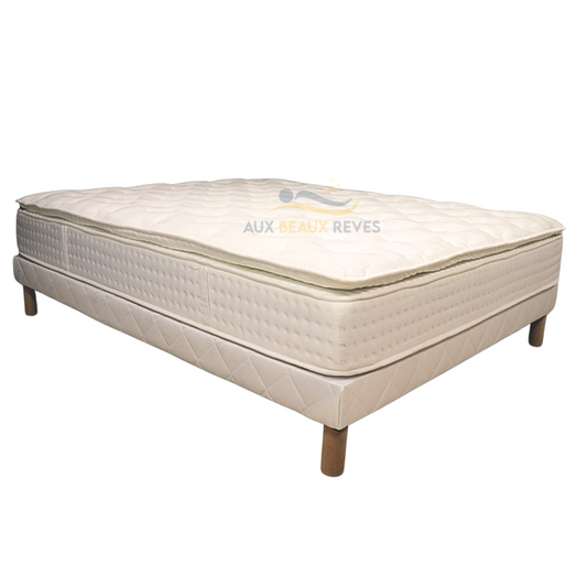 Matelas 28 cm à Ressorts Ensachés + Surmatelas Intégré + Sommier 180×200 + Pieds Inclus